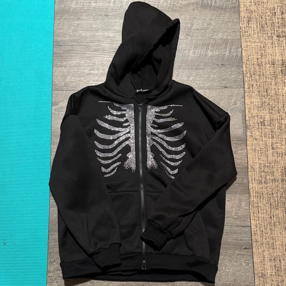 SHEIN Black Hoodie with Silver Accents